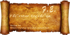 Fürster Enciána névjegykártya